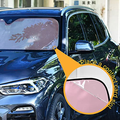 Kigai Light Car Windshield Sunshade,Foldable Sun Visor Protector,Blocks UV Rays and Keeps Vehicle Cool Sun Shade for Car Truck SUV,L - size: L