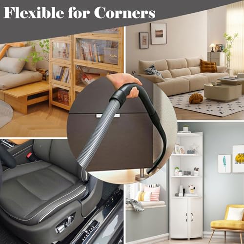 25" Flexible Vacuum Bendable Attachment Tool, Flexible Crevice Connect Nozzle for Vacuum Hoses All 1-1/4" or 1-3/8" (32mm/35mm) Extra-Long for Hard-to-Reach Areas, Car Interiors, Furniture
