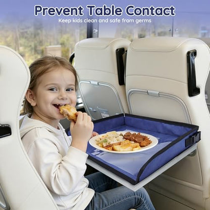 Kids Travel Tray Table Cover with Pockets, Airplane Tray Cover Kids, Toddler Airplane Travel Essentials for Plane or Train, Toddler Travel Essential Must-Haves and Flying Supplies (Blue) - color: Blue