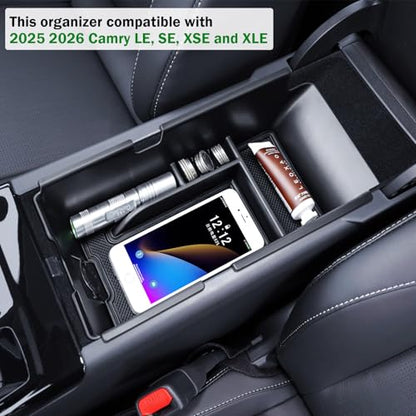 TACORBO Camry Gear Shift Side Insert Tray and Center Console Tray Organizer Compatible with Toyota Camry 2025 2026 (XSE/XLE/SE/LE) Accessories, Armrest Secondary Storage Box