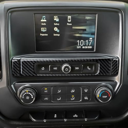 Car Radio Sticker Carbon Fiber Decal Cover Interior Trim for Chevrolet Silverado/GMC Sierra 1500 2500HD 3500HD 2014-2018 Accessories - color: Radio