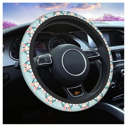 Swono Easter Universal 15" Steering Wheel Covers Easter Bunny Bottom Pink Blue Eggs Blue Wooden Cute Car Steering Wheel Cover for Men Women Girls Car Accessories - color: Easter