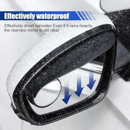 2PCS Car Blind Spot Mirrors, 2-in-1 Rain Eyebrow Reversing Side Rearview Mirror, 360° Adjustable Reflective Protective Cover, Universal for Most Cars