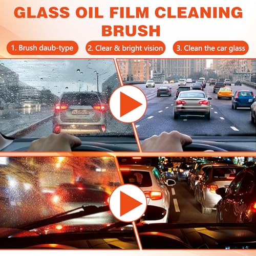 Car Oil Film Cleaner,Automotive Oil Film Cleaning Brush,Durable Glass Cleaning Tool,Glass Film Remover Cleaning Board for Car Windshield and Windows Improved Visibility