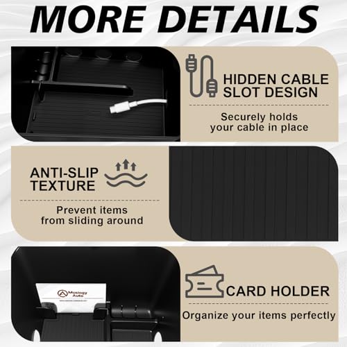 Muslogy Center Console Organizer Compatible with 2026 Hyundai Palisade Accessories Upper & Lower Armrest Box 2-Layer Organizer Insert Tray 2Pcs (Only Fit Calligraphy Trim) - size: 26+ Palisade Console Organizer 2-Layer
