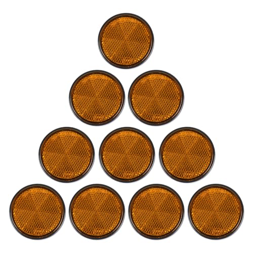 10 Pack Yellow Self Adhesive Round Reflectors, E9 Approval Road Safety Stick-on Rear Reflectors for Trailer Caravan Truck Lorry or Agricultural Machines - color: Yellow Self Adhesive