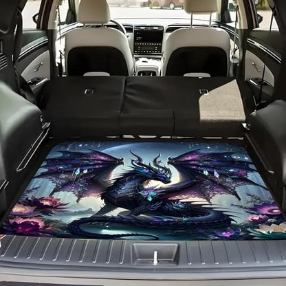 Universal Car Trunk Mat 29" x 39", Dragon Pattern All Weather Trunk Protection Cargo Liner, Durable Cargo Mat Rear Trunk Liner, Stylish Vehicle Interior Accessories Suitable for Most Car Models - color: Dragon Pattern
