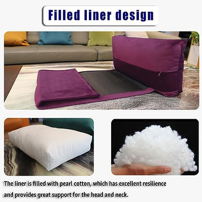 Non-Slip Head Pillow for Recliners - Neck Support Cushion with Velvet Cover for Pain Relief at Home, Office and Travel (Plum) - color: Plum