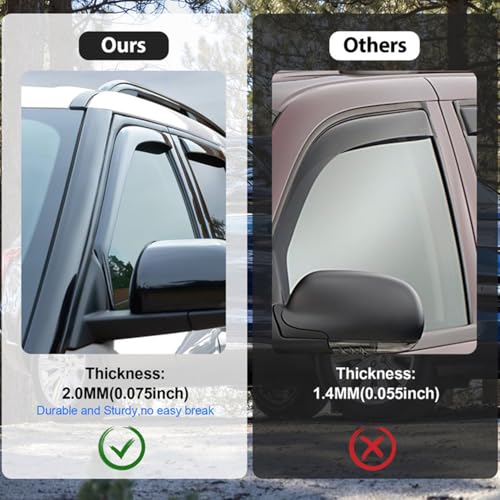 Nilight in Channel Window Rain Guards for Toyota Highlander 2014 2015 2016 2017 2018 2019 Vent Window Visors, Window Deflectors-4PCS - color: BLACK