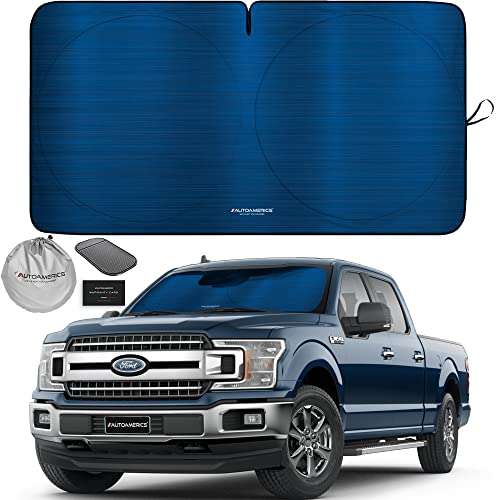 Autoamerics 1-Piece Windshield Sun Shade - Metallic Blue Foldable Car Front Window Sunshade for Most Cars SUV Truck Heat Blocker Visor Protector Blocks Max UV Rays and Keeps Your Vehicle Cool X-Large - color: Metallic Blue, size: X-LARGE = 66 x 36 inches