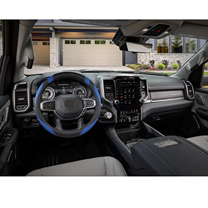 West Llama Customized Auto Car Steering Wheel Cover for Dodge RAM 1500 2500 3500, 15.5-16 inch (Black+Blue-Large Size) - color: A-Black+Blue, size: Large Size (15 ½''-16'')