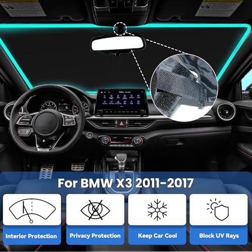 Windshield Sun Shade for BMW X3 2011-2017, Car Front Window Sunshade with 240T Sun Visor Protector Blocks UV Rays Heat Sun Shield Accessories - size: For X3 2011-2017