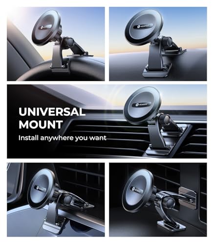 VICSEED 2025 Upgrade for MagSafe Car Mount [Strongest Dashboard Adhesive & 25N Magnetic] Cell Phone Holders for Your Car, 360° Adjustable Phone Holder Mount for All Smartphones & Vehicles - color: Z-Black