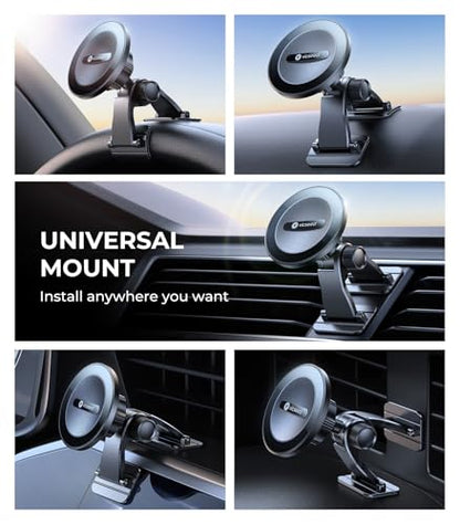 VICSEED 2025 Upgrade for MagSafe Car Mount [Strongest Dashboard Adhesive & 25N Magnetic] Cell Phone Holders for Your Car, 360° Adjustable Phone Holder Mount for All Smartphones & Vehicles - color: Z-Black