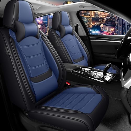 Car Seat Cover Full Set for BMW X3 Seat Covers 2004-2025, Nappa Leather Waterproof Seat Covers for Cars, Airbag Compatible, Universal Automotive Seat Covers (Luxury 2 Seats/Black Blue) - color: Black&Blue, size: 2 Seats Luxury