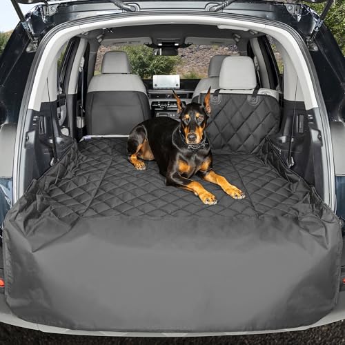 4Knines Split Cargo Liner for SUV – For Dogs & Pets, Heavy-Duty, Waterproof Trunk Mat & Cargo Cover – Fits 60/40 Split Bench & Armrest Pass-Through – Machine Washable, Non-Slip, Durable (Large, Black) - color: Black, size: Large
