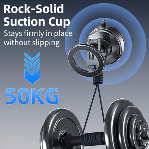 Vacuum Magnetic Car Phone Holder Compatible with MagSafe, 360° Adjustable Reinforced 110+LBS Suction Cup Phone Mount, Foldable Car Phone Holder for iPhone 17 Pro Max/16/15/14/13/12 & Android - color: Space Gray