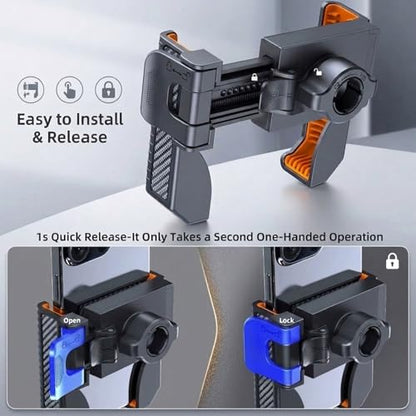 xik Phone Mount Holder with Double Adjustable arm for Boat Kayak Car Truck UTV - Round AMPS Base, [1s Lock & Release][360°Adjustable], Fits 4.7"-7.2" Phones, Heavy Duty, Wall Mount - style: Double-arm style