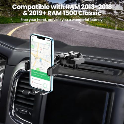 Kaishengyuan Metal Phone Mount for Ram Truck 2013-2018, Dash Mount Cell Phone Holder Compatible with RAM 1500/2500/3500 & 2019+ Classic, Metal Ball Adapter Phone Stand Arm Fit for Most Smartphones - style: Universal Mount