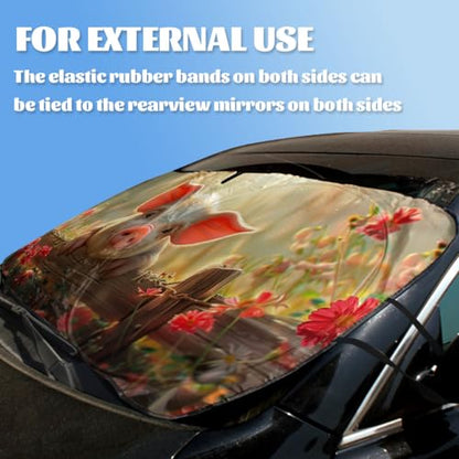 Cute Pig Car Windshield Sunshades, 59" L x 31.5" W, Blocks UV Rays, Sun Visor Protector for Car, Sedan, Truck, SUV - color: Cute Pig