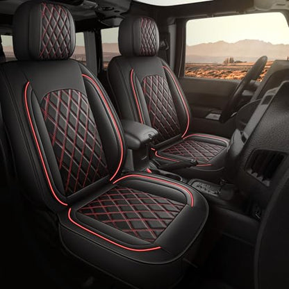 MIROZO Tacoma Front Seat Covers, Waterproof Truck Seat Covers Fit for 2016-2023 Toyota Tacoma Crew Cab,Leather Automotive Seat Cover Car Seat Covers (Black and Red,2PCS Front) - color: Black And Red, size: 2PCS Front（2016-2023 Tacoma）