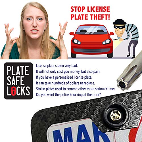 Aootf Stainless Steel License Plate Screws - Anti Theft License Plate Frame Bolts Tamper Resistant Fasteners | 1/4"(M6) Security Machine Screws | Qty 8 | for Protection License Plates on Cars Trucks - size: Black Machine Screws - 8 Count