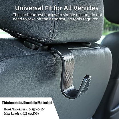 Car Seat Headrest Hooks Vehicle Storage Organizer for Purses Handbags Groceries Coats – Holds 55 lbs 360° Rotating Checkered Pattern Design 4 Pack (Black Checkered) - color: Black Checkered