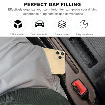 2 PCS Car Seat Gap Filler, Multifunctional Side Seat Gap Stopper Organizer with Phone Holder, Automotive Crevice Blocker Plug Between Seats Console to Prevent Dropping (Brown) - color: Brown