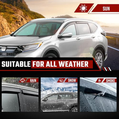 Tape-On Rain Guards Compatible with Honda CRV 2017-2022 Black Extra Durable Shatterproof Side Window Deflectors, Vent Window Visors, Wind Deflectors - 4 PCS - size: Fit for Honda CRV 2017-2022 Tape On