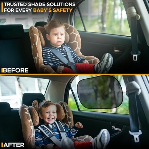 EcoNour Car Window Shades for Baby (4 Pack) | Protects Baby from Window Sun & Heat | Sun Shade Side Windows for Kids | Automotive Sun Protection from UV | Child Safety Accessories | Medium - 20"x12" - size: Medium - 4 Pack