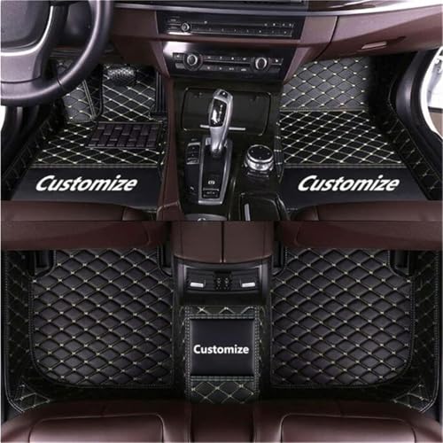 Custom Car Mats All Weather Fit Automotive Floor Mats PU Leather Protector Mat for Most Sedan, SUV, Truck Floor Mats (Black Beige) - color: Black Beige