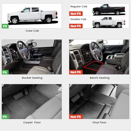 LASFIT Floor Mats 2014-2018 for Chevrolet Chevy Silverado/GMC Sierra 1500 Only Crew Cab, 2015-2019 Silverado/Sierra 2500HD 3500 HD, Only Crew Cab, with Carpet Floor, Only Fit 1st Row Bucket Seating - size: 1500 2500HD 3500HD Crew Cab/Bucket Seat 2014-2018