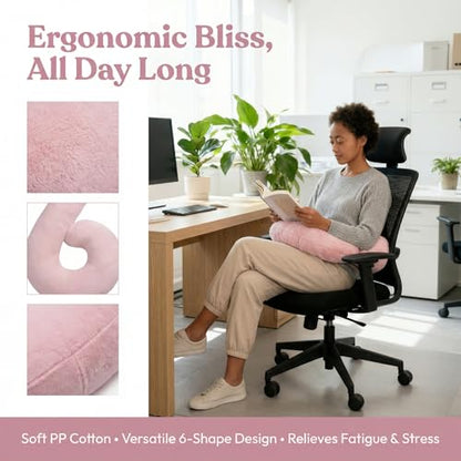 Long-Distance Travel Neck Pillow Car Sleep Aid Pillow, Home/Office Lumbar Pillow, Ergonomic Wrap-Around Neck Pillow, Neck Support for Adults and Children, Multifunctional Travel Pillow - color: Pink