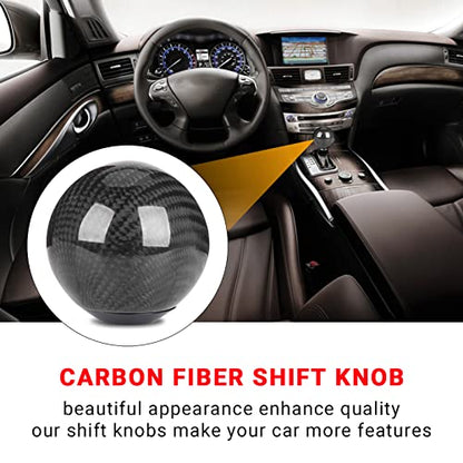 Carbon Fiber Shift Knob Gear,Universal Carbon Fiber Style Round Ball Shift Knob with 3 Adapter,Fit for Manual Car (Black) - color: Carbon Fiber(Black)