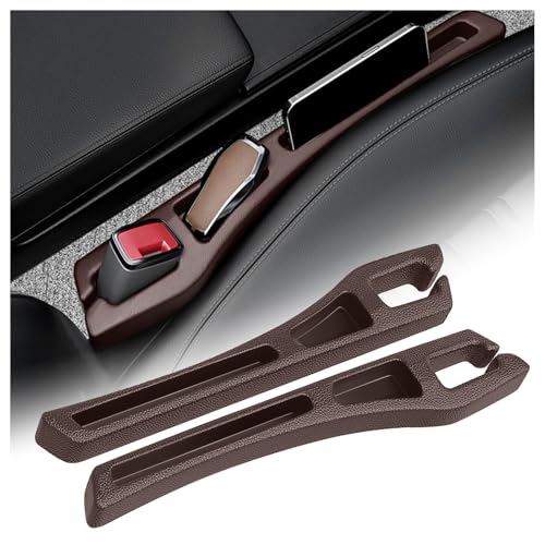 2PCS Car Seat Gap Filler Organizer,Multifunctional Car Gap Filler Organizer Storages Phone Key Avoids Things Falling,Universal Car Blocker Between Seats Cars Accessories (Brown) - color: Brown