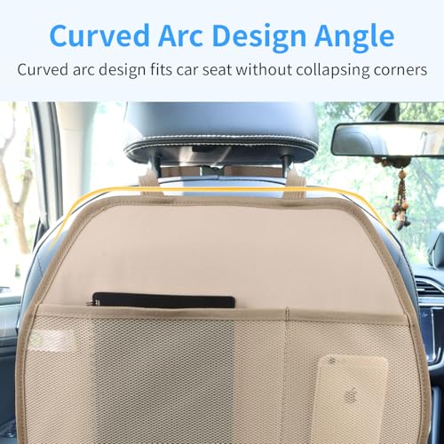 Viaviat Car Seat Protector Large Kick Mat 2 Pack Durable Water Resistant Auto Seat Back Covers with 2 Mesh Pockets Protection Against Dust Mud Scratches (Beige-A, 2-Pack) - color: Beige-A, size: 2-Pack