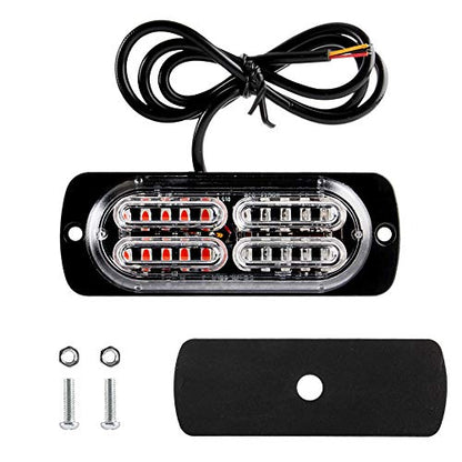 12-24V 20-LED Super Bright Emergency Strobe Warning Caution Hazard Construction Waterproof Flashing Strobe LED Light Bar Surface Mount for Car Truck SUV Van (Red Blue) - color: Red&Blue