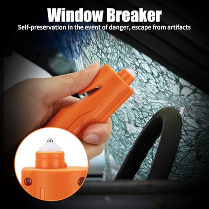 KnLnny Ware Automotive Escape Tool, Window Breaker,Seatbelt Cutter, Car Flashlight, 5 in1 Auto Tactical Gear, USB Charging, Magnetic Attraction, Emergency Kit Self Defense Accessories,Orange - color: Orange