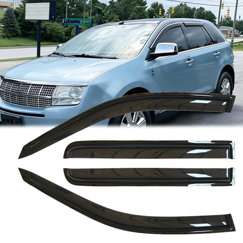 4pcs Original Shatterproof Side Window Wind Deflectors for Edge/MKX 07-15,Outside Mount Rain Guard Sets,Window Visors for Cars,Vent Deflector for 2007-2014 Ford Edge 2007-2015 Lincoln MKX 94141 - size: for 2007-2014 Ford Edge