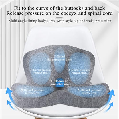 Ergonomic Seat Cushion with Adjustable Strap, Memory Foam Office Chair Seat Cushion with L-Shaped Design, Car Seat Cushion Fits for Truck Driver Semi Truck, Gaming Chair, Desk, Light Gray - color: Light Gray