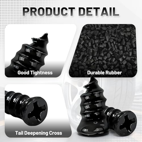 60 PCS Tire Repair Rubber Nail Kit, Self-Tapping Spiral Screws for Tubeless Tires - Upgrade Emergency Puncture Fix Tools for Car/Truck/Motorcycle/Tractor