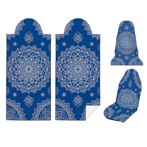 2 Pack Car Seat Towel Covers, Sweat-Proof Microfiber Seat Protectors for Gym, Running, Beach & Workout, Breathable Quick-Dry, Machine Washable, Blue Mandala Print, Universal Fit - color: Blue Mandala