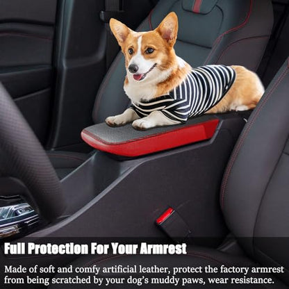 Car Armrest Cover Waterproof Center Console Pad Scratch Resistance Box Cover Anti-Scratch Leather Protector Pad for Chevy Trax 2024 2025 2026 Accessories(Carbon Fiber + Red) - color: Carbon Fiber + Red