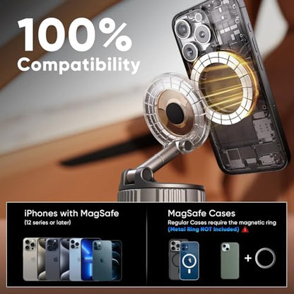 Magnetic Phone Holder for Car, 360° Rotation Magnetic Car Phone Mount, Vacuum Suction Dashboard Windshield Cell Phone Car Mount, Universal Tesla Magnetic Holder for MagSafe iPhone Android