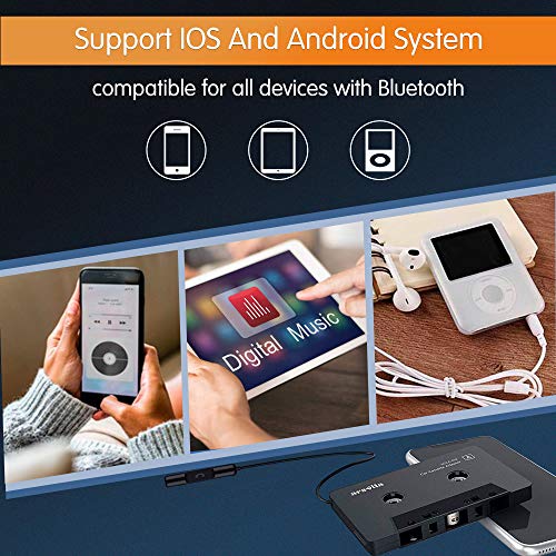 Arsvita Car Audio Bluetooth Cassette Receiver, Tape Player Bluetooth 5.0 Cassette Aux Adapter