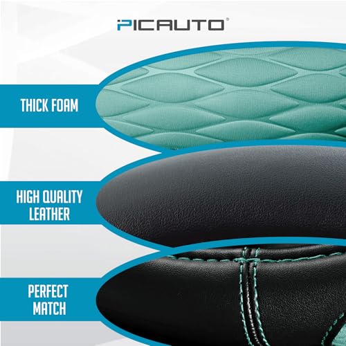 PIC AUTO Steering Wheel Cover, Mint Thick Rhombic Foam and Premium Leather, Universal 14.5-15.5 Inch Breathable Anti-Slip Steering Wheels Accessories for Men & Women - color: Mint