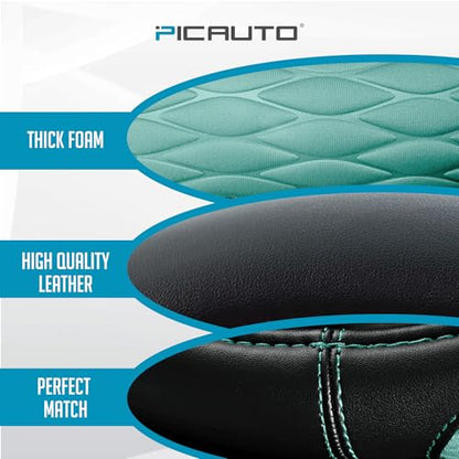 PIC AUTO Steering Wheel Cover, Mint Thick Rhombic Foam and Premium Leather, Universal 14.5-15.5 Inch Breathable Anti-Slip Steering Wheels Accessories for Men & Women - color: Mint