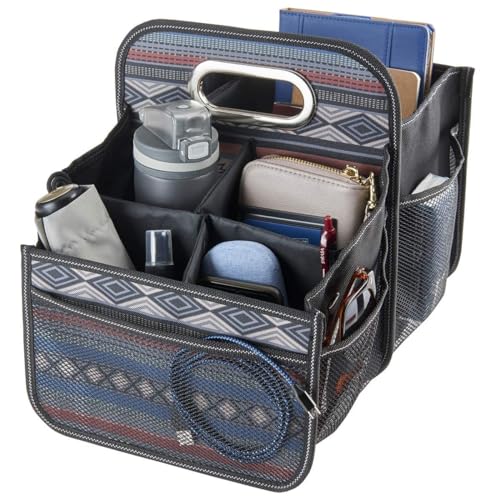 High Road Car Organizer with Cup Holder Dividers - Front Seat Organizer for Drivers or Middle Seat Car Organizer for Kids - Portable Car Caddy with Easy Carry Handle - color: Southwest