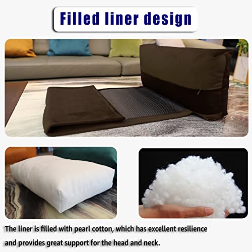 Headrest Pillow with Pearl Cotton Filling - Non-Slip Headrest Cushion for Recliners, Sofas and Loveseats (Chocolate) - color: Chocolate