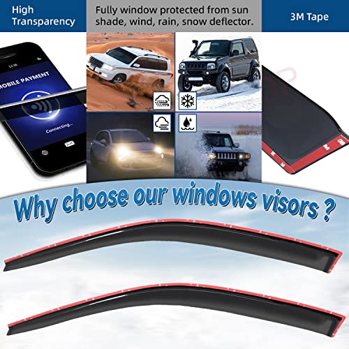 2pcs Front Smoke Sun/Rain Guard Outside Mount Tape-On Window Visors Compatible with 96-00 Civic 2-Door Coupe/3-Door Hatchback - size: for 1996-2000 Honda Civic